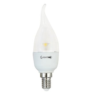 LightMe LED Leuchtmittel Windstoß Kerze 6W = 40W E14 klar 470lm warmweiß 2700K