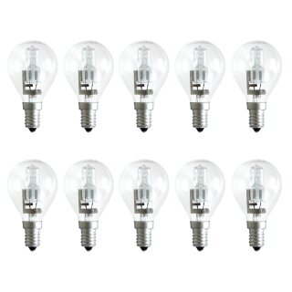 10 x Eco Halogen Tropfen Glühbirne 20W = 25W E14 Glühlampe klar warmweiß dimmbar