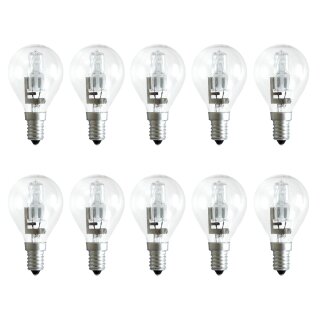 10 x Eco Halogen Tropfen Glühbirne 20W = 25W E14 Glühlampe klar warmweiß dimmbar