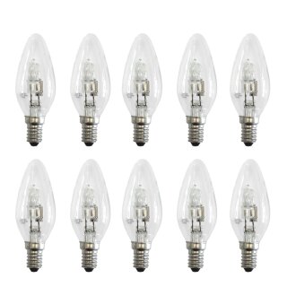 10 x Eco Halogen Kerze Glühbirne 30W = 40W E14 Glühlampe...