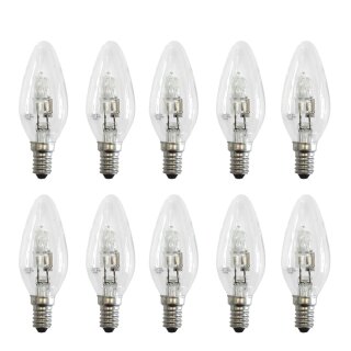 10 x Eco Halogen Kerze Glühbirne 30W = 40W E14 Glühlampe warmweiß dimmbar