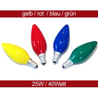 Glühbirne Glühlampe Kerzen bunt 25W 40W E14 rot gelb grün blau