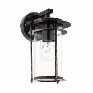 Eglo Wandleuchte Außen & Innen 1 x E27 Vintage Antik Glas & Metall 96241 Valdeo