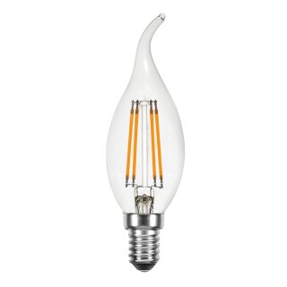 LED Filament Windstoß Kerze 4W = 40W E14 klar Glühlampe Glühbirne extra warmweiß 2200K