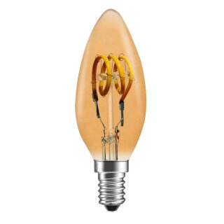 LED Spiral Filament Rustika Kerze C35 3W E14 gold gelüstert extra warmweiß 2200K DIMMBAR