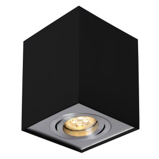 Deckenleuchte Aufbauleuchte Downlight Eckig Aluminium schwarz GU10 Fassung schwenkbar