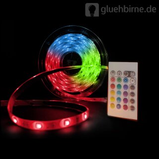 LED Strip RGB Komplett-Set 5m IP44 5050SMD bunt Fernbedienung innen & außen