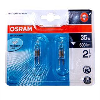 2 x Osram Halogen Halostar Stiftsockellampe 35W GY6,35 klar 600lm warmweiß 3000K dimmbar