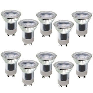 10 x LED Leuchtmittel kleiner Glas Reflektor MR11 2W = 20W GU10 230V 150lm warmweiß 3000K 36°