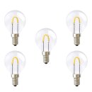5 x LED Curved Filament Tropfen 0,7W = 10W E14 klar extra...