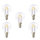 5 x LED Curved Filament Tropfen 0,7W = 10W E14 klar extra warmweiß 2400K