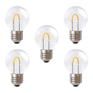 5 x LED Curve Filament Tropfen 0,7W = 10W E27 klar...