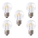 5 x LED Curve Filament Tropfen 1W = 10W E27 klar...