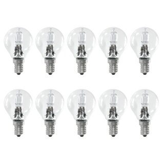 10 x Halogen Eco Tropfen Glühbirne 18W = 25W / 22W E14 Glühlampe klar