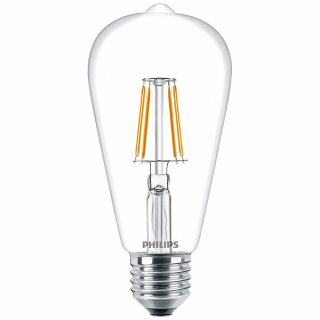 Philips Filament LED Edison ST64 Leuchtmittel Classic LEDbulb 4,3W = 40W E27 klar 827 warmweiß 2700K