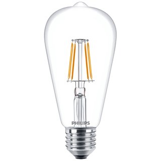 Philips Filament LED Edison ST64 Leuchtmittel Classic LEDbulb 4,3W = 40W E27 klar 827 warmweiß 2700K