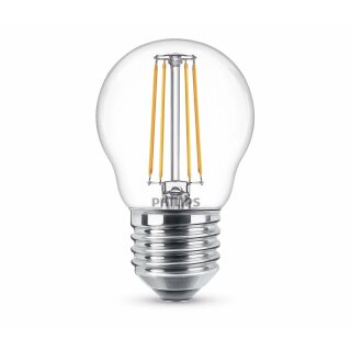 Philips LED Filament Tropfen Classic P45 4W = 40W E27 klar 827 warmweiß 2700K