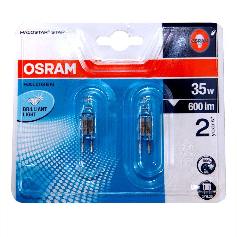 2 x Osram GY6,35 Halogen Stiftsockellampe 35W 12V Halogenlampe Halost