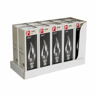 10 x Paulmann Glühbirne Windstoß Kerze klar 40W E14...