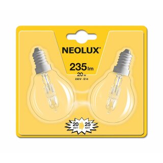 2 x Neolux Eco Halogen Tropfen Classic P 20W = 25W E14...