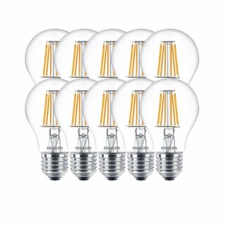 10 x Philips LED Filament Leuchtmittel Birnenform 7,5W =...