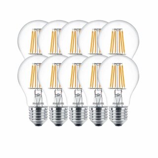 10 x Philips LED Filament Leuchtmittel Birnenform 7,5W = 60W E27 klar 827 warmweiß 2700K