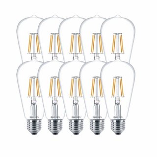 10 x Philips Filament LED Edison ST64 Leuchtmittel Classic LEDbulb 4,3W = 40W E27 klar 827 warmweiß 2700K