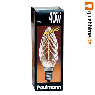 8 x Paulmann Rustika Kerze gedreht 40W E14 Vielfachwendel ähnl. Kohlefadenlampe warmweiß dimmbar