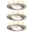 3 x Paulmann Einbauleuchten Einbaustrahler mit LED Sternenring Set schwenkbar Eisen gebürstet IP23 3 x 20W GU5,3 230V Halogen