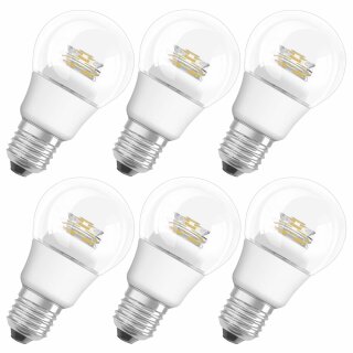 6 x Osram LED Leuchtmittel Birnenform 6W = 40W E27 klar warmweiß 2700K