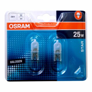 2 x Osram G9 Halogen Stiftsockellampe 25W MATT 230V Halogenlampe Superstar Halopin 66825