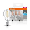 3 x Osram LED Filament Leuchtmittel Tropfen 4W = 40W E14 klar 470lm neutralweiß 4000K