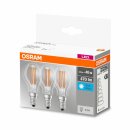 3 x Osram LED Filament Leuchtmittel Tropfen 4W = 40W E14 klar 470lm neutralweiß 4000K