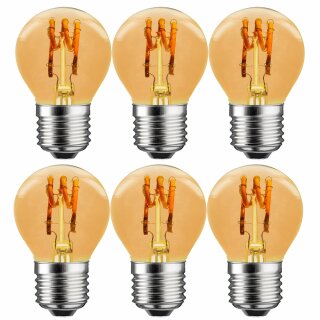 6 x LED Spiral Filament Leuchtmittel Tropfen 3W E27 Gold klar extra warmweiß 1800K DIMMBAR