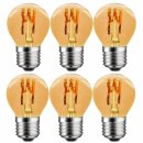 6 x LED Spiral Filament Leuchtmittel Tropfen 3W E27 Gold klar extra warmweiß 1800K DIMMBAR