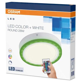 Osram LED Wand- & Deckenleuchte Color+White Weiß Rund 38W warmweiß 3000K mit RGB Farbring