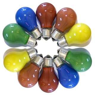 10 Bunte Glühbirnen 15W 15 Watt E27 Glühbirne Glühlampe blau rot gelb orange grün