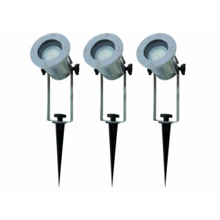 Ritos LEDs Garden 3 x LED Gartenspot mit Erdspieß 3 x 3W silber warmweiß 3000K