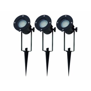 Ritos LEDs Garden 3 x LED Gartenspot mit Erdspieß 3 x 3W schwarz warmweiß 3000K