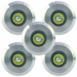 Ritos LEDs Garden 5 x LED Garten Einbauspot rund 42mm 5 x 1W silber