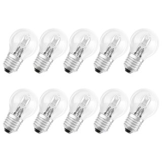 10 x Neolux Eco Halogen Tropfen Glühbirne 46W = 60W E27 klar Kugel Blister 64543 warmweiß dimmbar