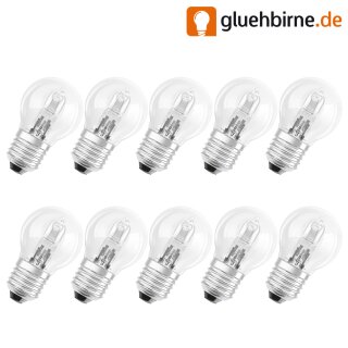 10 x Neolux Eco Halogen Tropfen Glühbirne 46W = 60W E27 klar Kugel 64543 warmweiß dimmbar