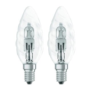 2 x Osram Kerze Eco Halogen BW Glühbirne 46W = 60W E14 klar gedreht warmweiß dimmbar