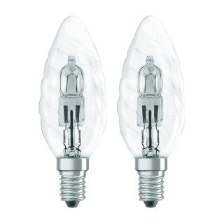 2 x Osram Kerze Eco Halogen BW Glühbirne 46W = 60W E14 klar gedreht warmweiß dimmbar