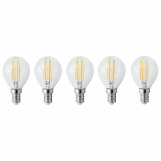 5 x LED Filament Leuchtmittel Tropfen 4W = 35W E14 klar P45 warmweiß 2700K