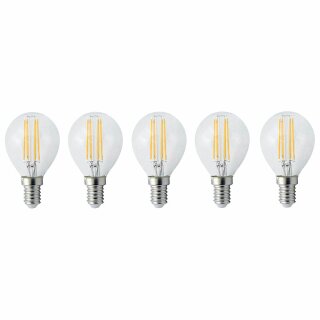 5 x LED Filament Leuchtmittel Tropfen 4W = 35W E14 klar P45 warmweiß 2700K