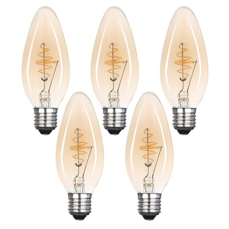 5 Stück LED Kerze Leuchtmittel E27 5W Energiesparbirne warmweiß Lampe Licht 
