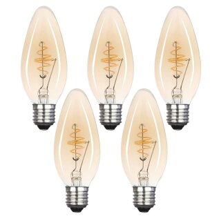 5 x LED Spiral Filament Leuchtmittel Kerze 2,5W E27 Gold extra warmweiß 2000K