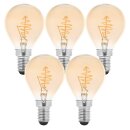5 x LED Spiral Filament Leuchtmittel Tropfen 2,5W E14 Gold P45 Kugel extra warmweiß 2000K