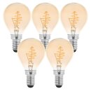 5 x LED Spiral Filament Leuchtmittel Tropfen 2,5W E14 Gold P45 Kugel extra warmweiß 2000K